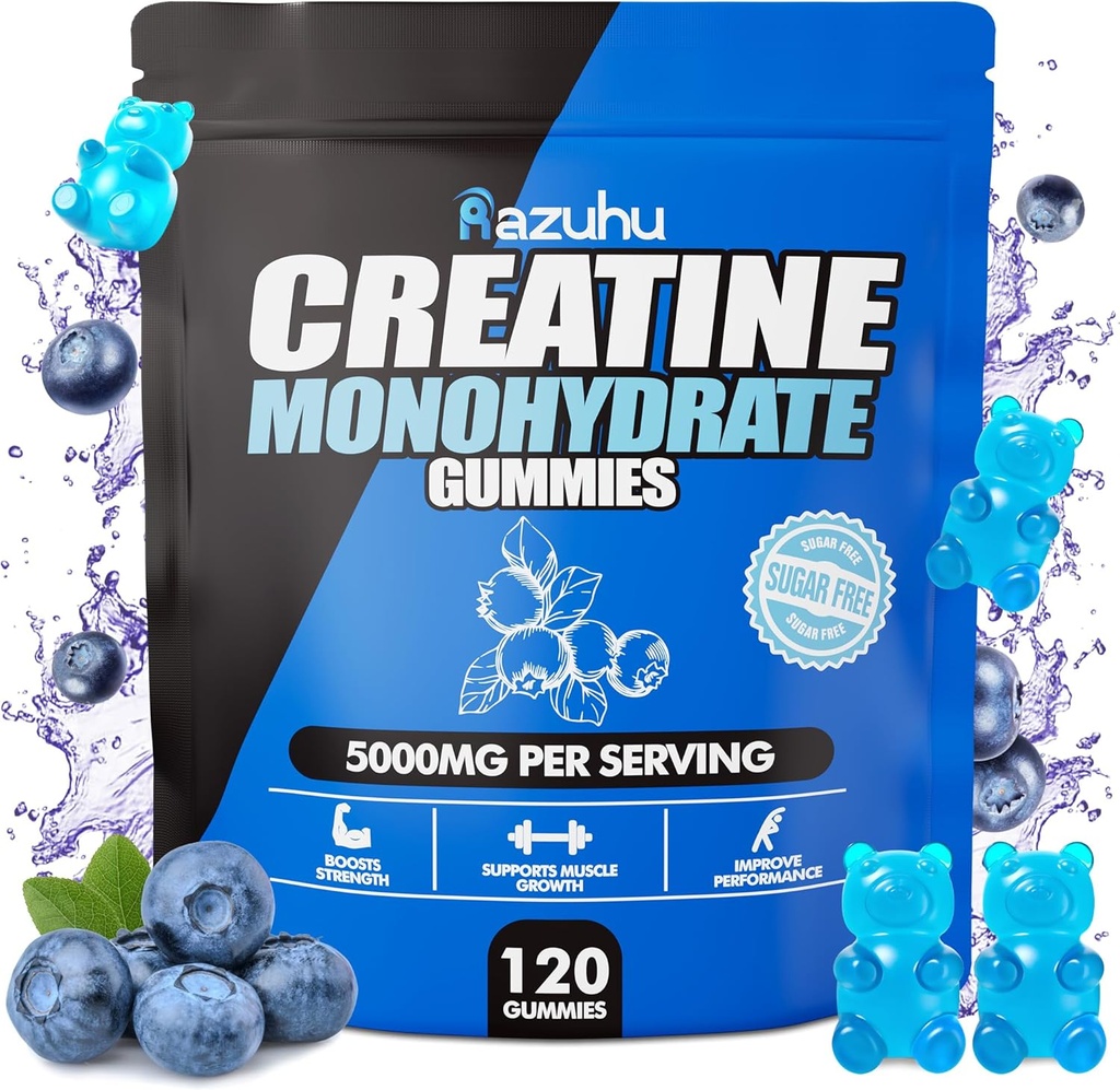 Pre Workout hcl creatine monohidrat Gummies, 120 Blue cheat for Men (Blueberry), creatine hcl Energy Suplement for Women, whey Protein Isolate Vital Source Feminine Gummies