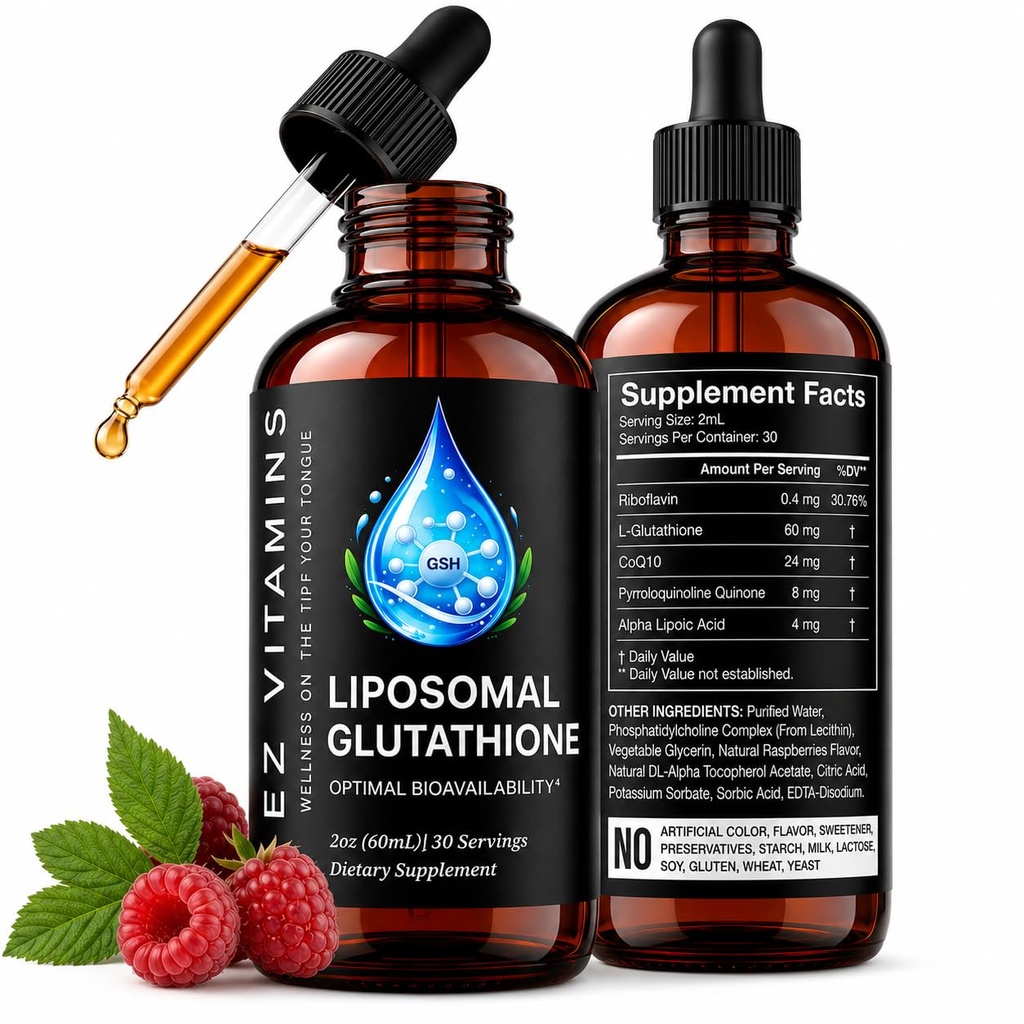 Liposomal Glutathione Supplement - High Absorption Liquid Glutathione Liposomal Supplement - Supports Immunity, Skin & Hair Health - 30 Day Supply, 2oz