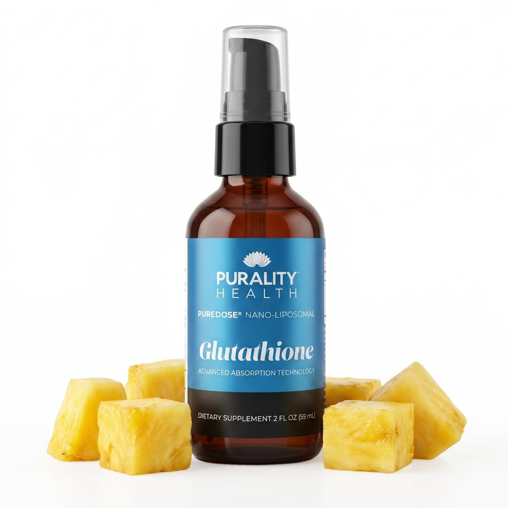Pruality Health Liposomal Nano Glutathione Liquid with Vitamin C | Nano Liposomal Maximum Absorption Technology For Immune Health & Detox Support | Vegan & Sugar-free Pineapple Flavor | 30-Days Supply