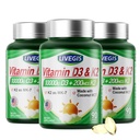 Vitamin D3 K2 Softgels, Vitamin D3 10000 IU with K2 (MK-7) 200 mcg with Coconut Oil Softgels, Easy to Swallow 2 in 1 Vitamins D & K Combo * 3 Packs (270 Counts)