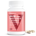 Iron Bisglycinate 30 mg with Vitamin C - High Absorption Iron Supplements for Anemia, Energy & Healthy Red Blood Cells - Gentle on Stomach, Non-Constipating, Non-GMO - 90 Vegan Capsules