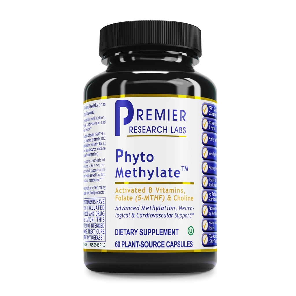 Premier Research Labs Phyto Methylate - B Vitamin Supplement - Supports Methylation, Detox, Brain & Heart Health - 5-MTHF & P5P - 60 Plant-Source Capsules