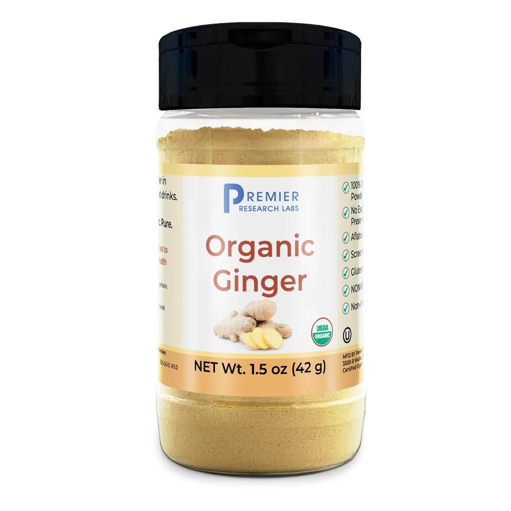 Premier Organic Ginger Root Powder - Organic Dried Ground Ginger, Spice for Cooking & Tea, Food Seasoning, Natural Wellness Support, Non GMO, Gluten Free, Purity Tested - 1.5 oz