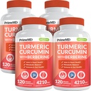 5-in-1 Organic Turmeric Curcumin Supplement (4210mg) with Berberine, Ceylon Cinnamon Bioperine and Ginger Supplements for Joint, Heart, Gut, & Metabolic Support (120 ct) (Pack of 4)