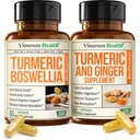Turmeric Supplement Bundle – 2-Pack Organic Turmeric Curcumin Supplement with 95% Curcuminoids + 65% Boswellia Extract, Ginger Root & Black Pepper (BioPerine) – High Absorption – 2 x 60 Vegan Capsules