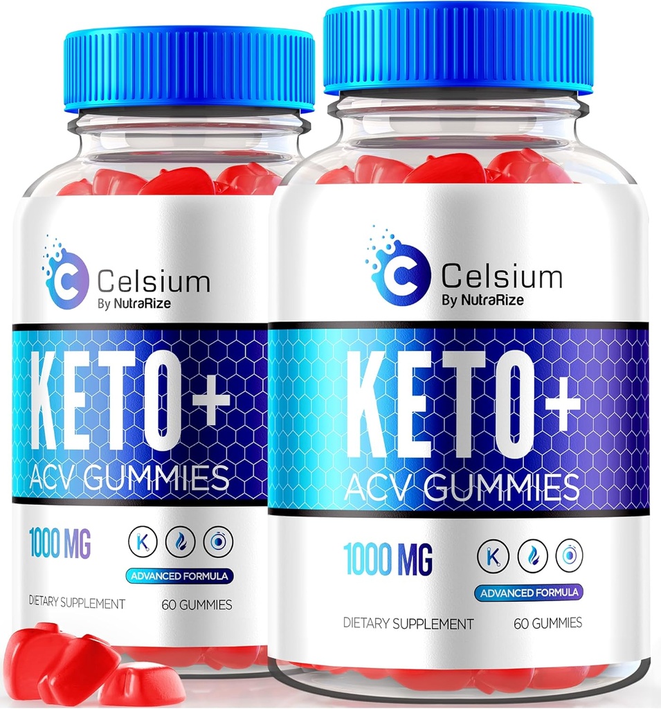 NutraRize (Balení po 2 Celsium Keto + ACV Gummies, Advanced Formule 1000MG jablečný ocet, All- Natural Keto Oficiální, Celsium dietární dodatek, Recenze (120 Gummies)