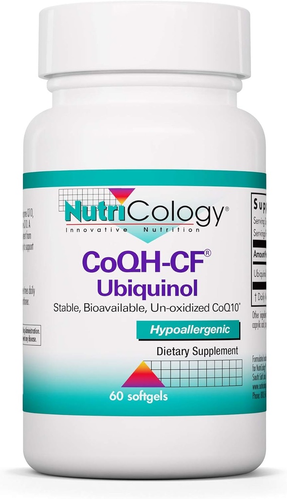 Nutriologia CoQH-C- Ubiquiol 100mmg suplementari - CoQ10, implementació de Cardio vasculars, implementació del sistema Shimne, compatibilitat amb la biocientífica, suotections, Softments - 60 Compte