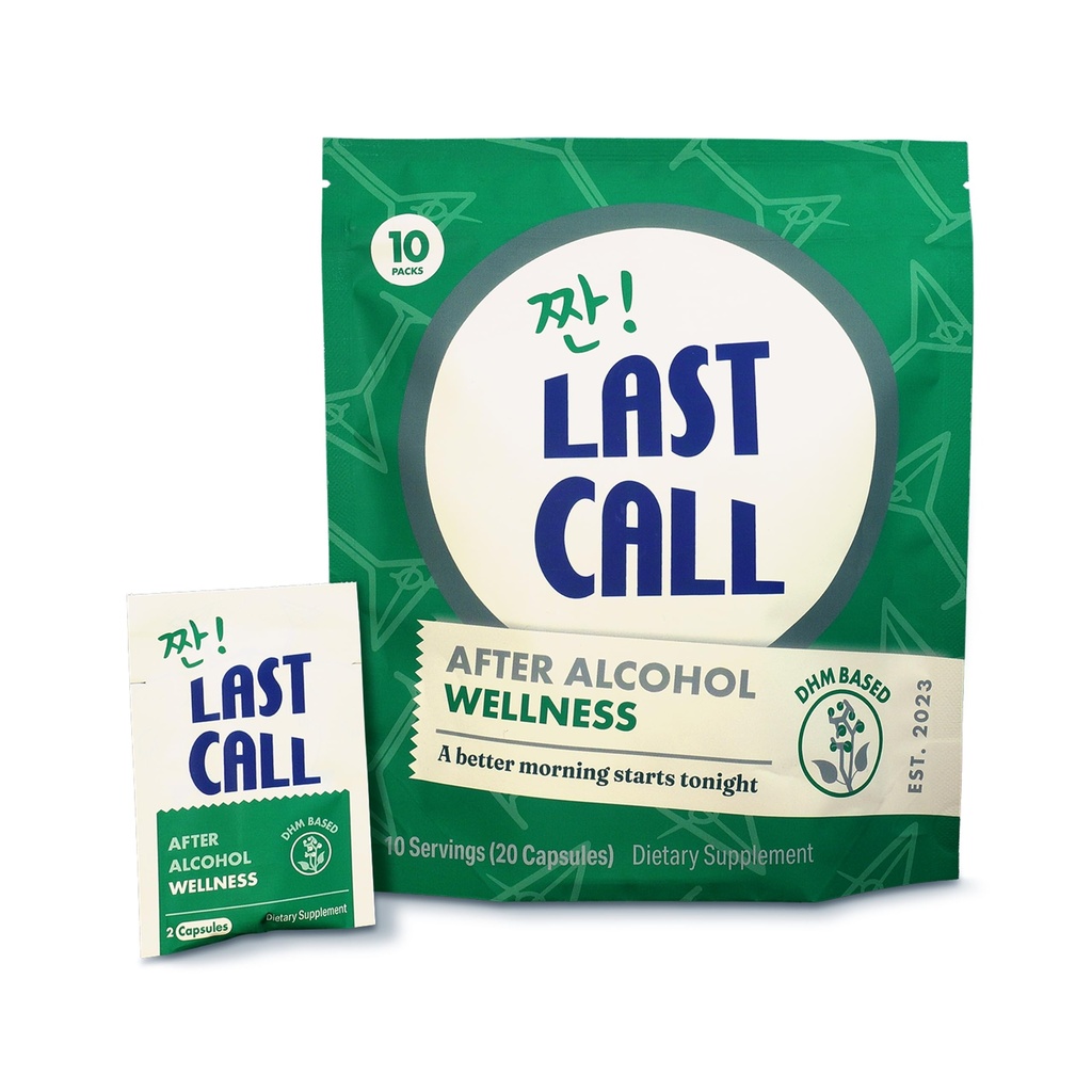 Last Call | Drinking Wellness Aid | DHM-Based Supplement | Dihydromyricetin, Prickly Pear, Milk Thistle, B Vitamins | 10-Pack