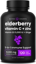 NutraChamps Elderberry with Vitamin C and Zinc - 5 in 1 Immunity Supplement, 10,000mg Sambucus Black Elderberry Capsules with Vitamin D3 5000 IU, Sambucus Elderberry Extract Immune Support for Adults