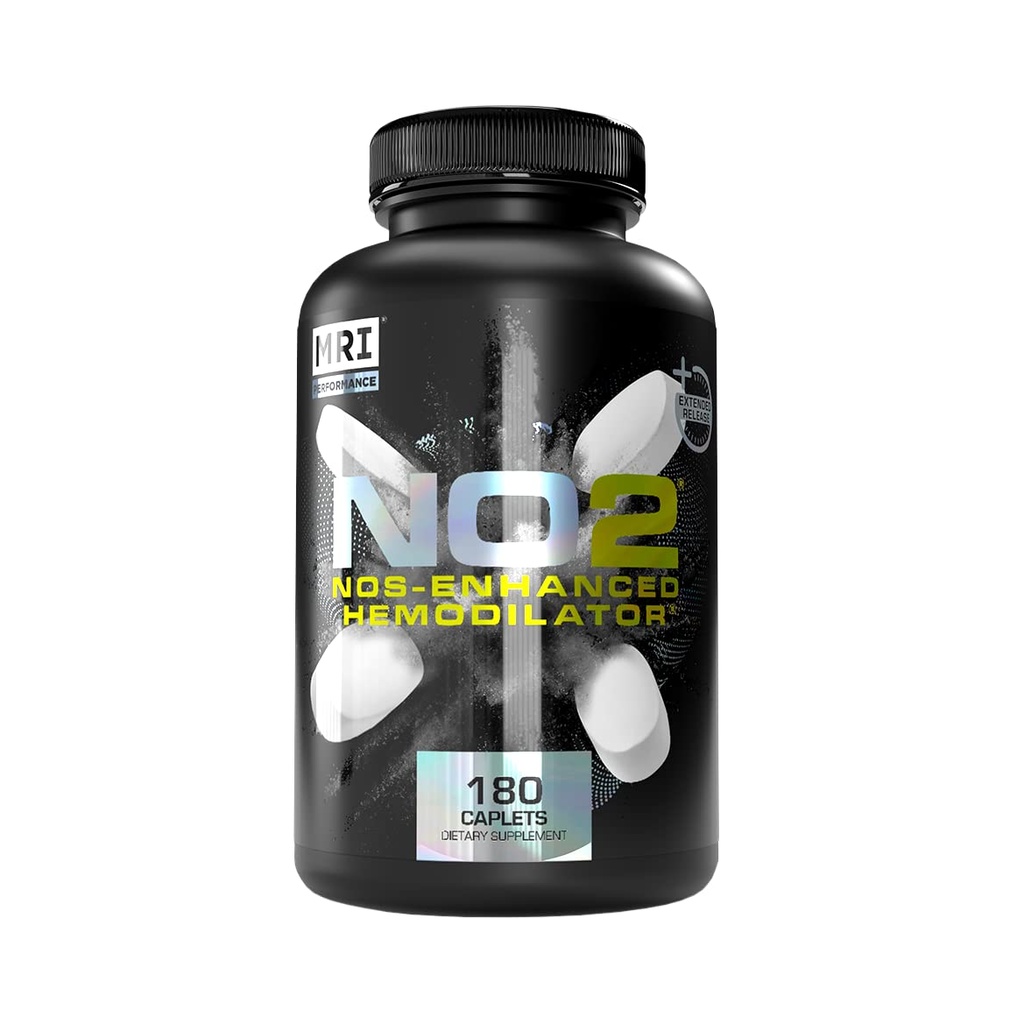 MRI NO2 Nitric Oxide Booster, 3000mg L-Arginine & AAKG (180 Caplets)