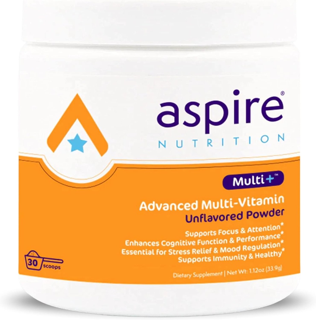 Aspire Multi+TM Multivitamínico avançado para crianças, homens e mulheres (pó sem sabor)