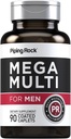 Piping Rock Men's Multivitamin s 90 Caplets , Daily Mega Multimineral supplement | with Vitamin C, D, Magnesium, Zinc , Non-GMO, Gluten Free