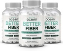 Organics Ocean Better Fiber - Daily Fiber Supplement - Effortless Bowel Motions üçün Soften Stool - Psyllium Hulk və Slippery Elm - 3 Şişes