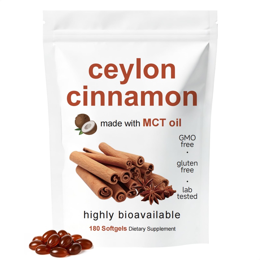 Ceylon Cinnamon Capsules, Highly Bioavailable Herbal Extract, Extra Strength Cinnamon Supplements, Blood Sugar Balance & Heart Health & Healthy Metabolism, Non-Gmo, Gluten Free, 180 Capsules (1)