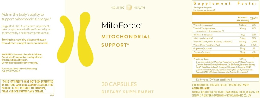 Holistisk hälsa MitoForce Mitochondrial Support 30 kapslar