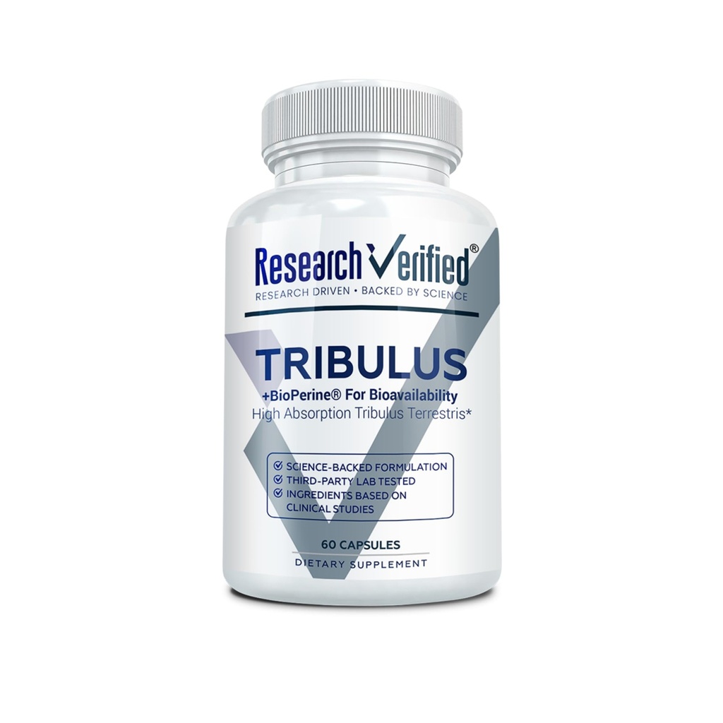 Research Verified® Tribulus Terrestris - 1500mg- 95% Furostanol Saponins, 5% Bioperine® - 60 Capsules - 1 Bottle