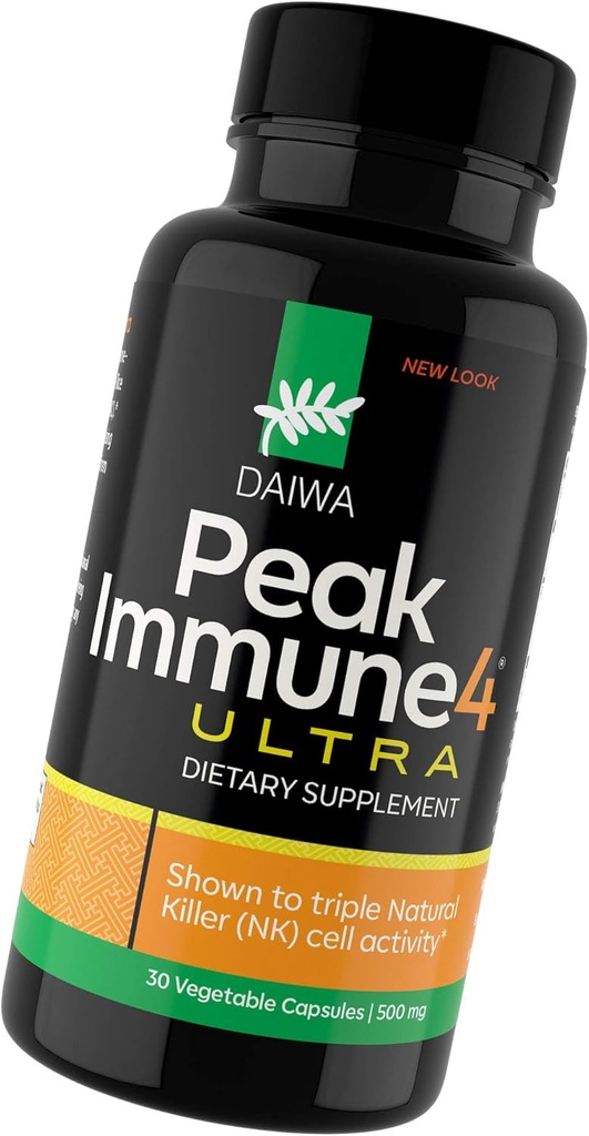 Daiwa PeakImmune4 Natural Immune Support Supplement med RBAC Rice Bran og Mycelia Extract fra Shiitake Mushrooms - Ultra Styrke