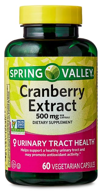 Spring Valley Cranberry Extract Vegetarian Capsules, 500mg, 60 Count + Daily Supplement Tracker Sticker