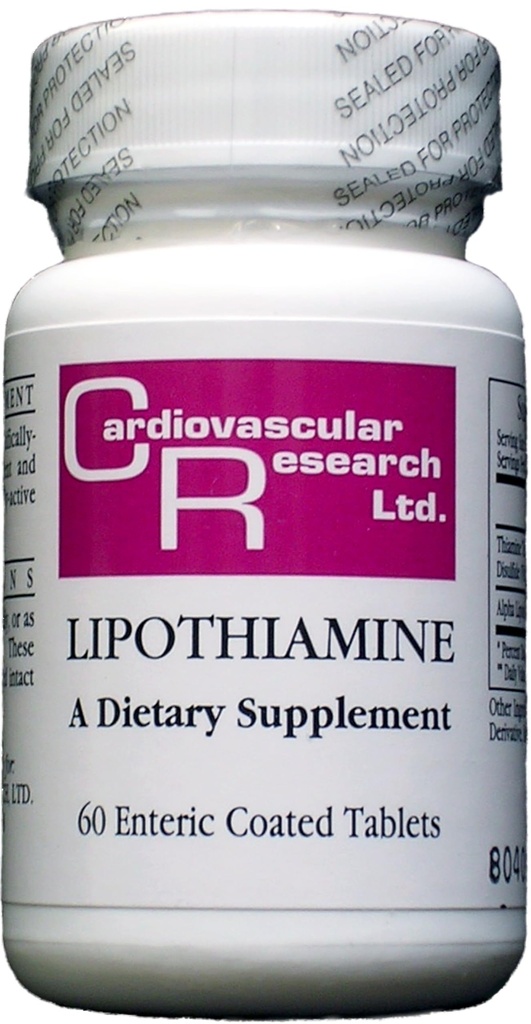 Cardiovascular Research Lipothiamine Vitamin B1 with Alpha-Lipoic Acid New Tamper Resistant Tearstrip Store and Ship Box 60 Count