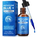 Methylene Blue Pharmaceutical Grade, Methylene Blue 1% Solution for Humans Brain Health and Energy Support, Ultra High Purity, Glass Bottle 2.0 Fl Oz