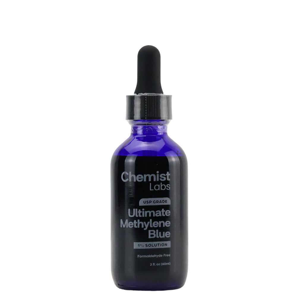 1% Methylene Blue Drops, Pharmaceutical Grade 99% Purity, USP Grade, Blue Methylene, Formaldehyde-Free, Third-Party Tested, Made in USA, 2oz