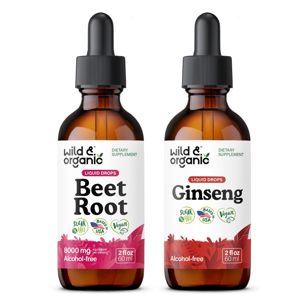 Wild & Organic Beet Root Tincture 2 fl oz & Ginseng Tincture 2 fl oz