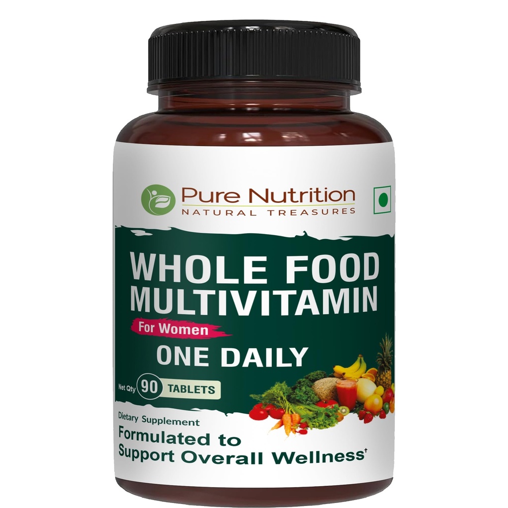 Pure Nutrition Whole Food Multivitamin for Women | 90 Tabs | One-A-Day | 100% RDA | 24 Natural Vitamins and Minerals | All Natural Plant Based Women's Multivitamin | 3 Months Supply