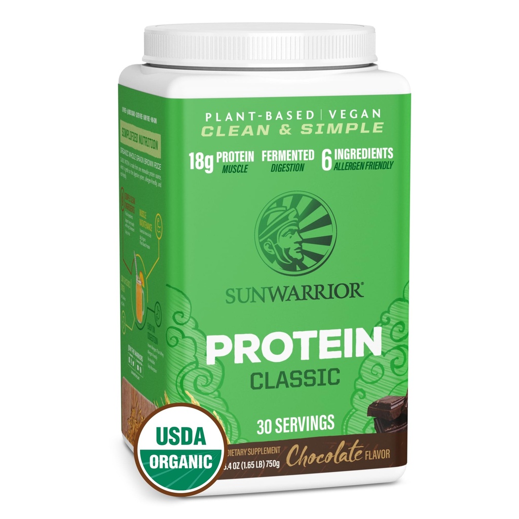 SUNWARRIOR Organic Brown Rice Protein Chocolate, 750 GR