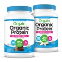Orgain Organic Vegan Protein + 50 Superfoods Powder Bundle - Creamy Chocolate Fudge & Vanilla Bean, 21g Plant Based Protein, 2.02 lb Each