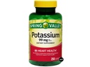 ChoiceBundle Spring Valley Potassium Heart Health Dietary Supplement Caplets 99 mg 250 + VLS Sticker