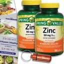 Spring Valley Zinc 50 mg with Vitamin D 50 mcg 150 Ct Immune Health Dietary Supplement Capsules 2 pk (300 Total) + Vitamin Vitality & Pill Container (4 Items)!