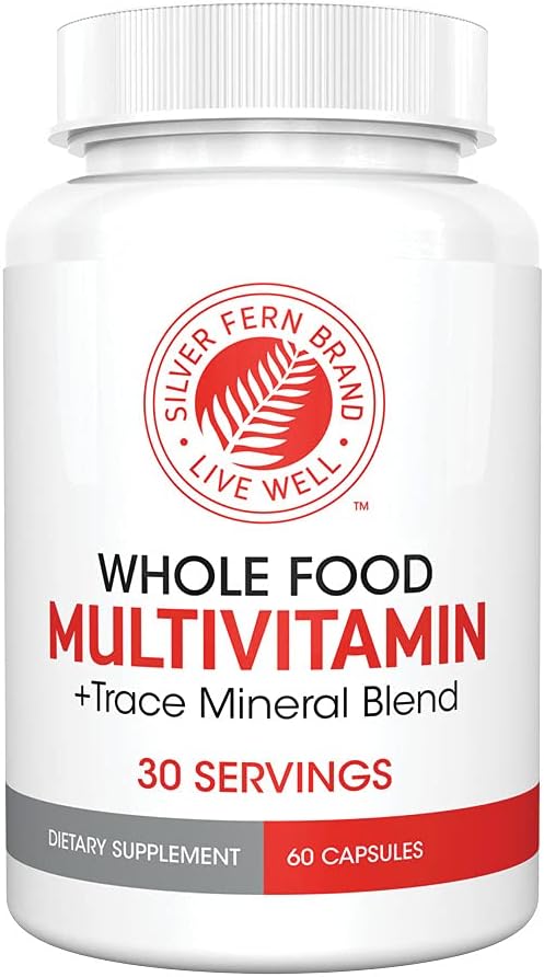 Silver Fern Celodenné jedlo Multivitamín w/Trace Minerálne Blend Supplement - 1 fľaša - 60 Vegicaps - 30 Denné dodávky - Prírodné, Non-GMO, Vegan, Pánske & Dámske Multivitamíny - Zero Synthetics