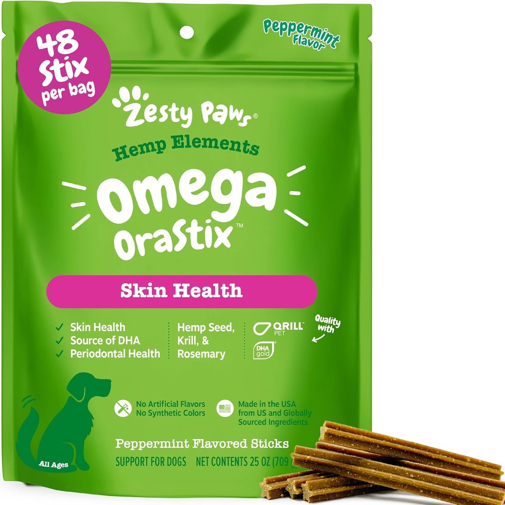 Zessy Paws Oratix for Dogs – โอเมก้าติดกับ Hamp Salmon Krill Borm Broth Broth Itch Cola Cure Hipp & Hemt Health heart Imun System รองรับ Dog Tar Teath Teathing 25oz