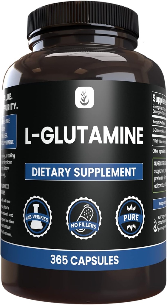 L-Glutamine(365卡普尔) 无镁或水稻充料器,永远纯净,实验室验证