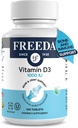 FREADA Vitamine D3-1000 UI - Comprimés de supplément kasher à haute puissance pure - Santé des os et des muscles, Absorption de calcium, Soutien immunitaire pour les hommes et les femmes* - 100 Nombre