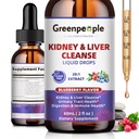 GREENPEOPLE Kidney Cleanse Detox & Repair - 27-In-1 Kidney & Liver Drops with 20:1 Cranberry Extract & Chanca Piedra, Alcohol-Free Supplement for Urinary Tract & Liver Support (2 Oz 1 Pack, Blueberry)