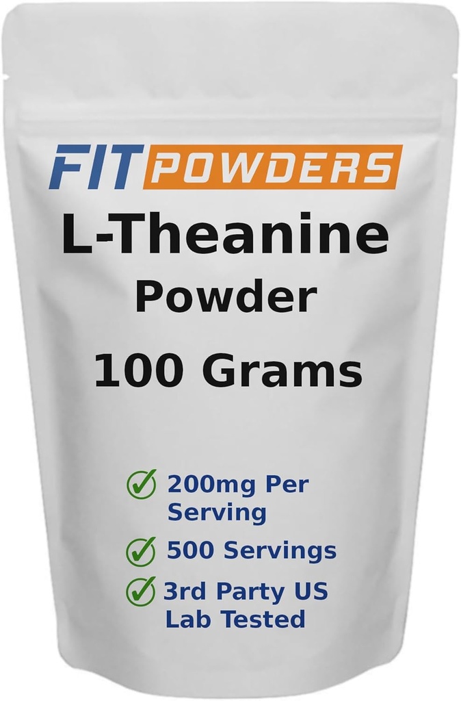 L-Theanine Powder 100% Pure, Non- GMO, Vegan, Gluten Free Theanine Powder Suplement (Multiple Sizes) Mood dan Cognitive, Stress Relief dan Relaxation, Scoop disertakan (100 Grams)