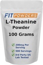 L-Theanine Toz 100% Pure, Non-GMO, Vegan, Gluten Pulsuz Theanine Toz Supplement (Multiple Sizes) Mood və Bilişsel, Stres Yardım və Rahatlaşdırma, Scoop daxildir (100 Grams)