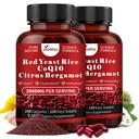 VivoNu Red Yeast Rice with CoQ10, Citrus Bergamot Supplements* | 3000mg Red Yeast Rice, Citrus Bergamot, CoQ10 (2 Bottle | 480Capsules)