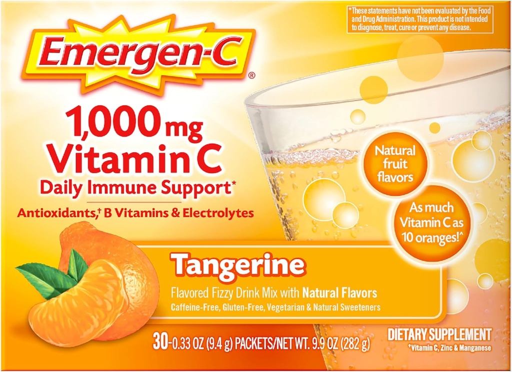 Outen-C 1000mg Vitamin C Immune Support Toz Tangerine 30CT dəmir, Manganese, 7 B Vitamini və Elektrolytes School Essentials geri