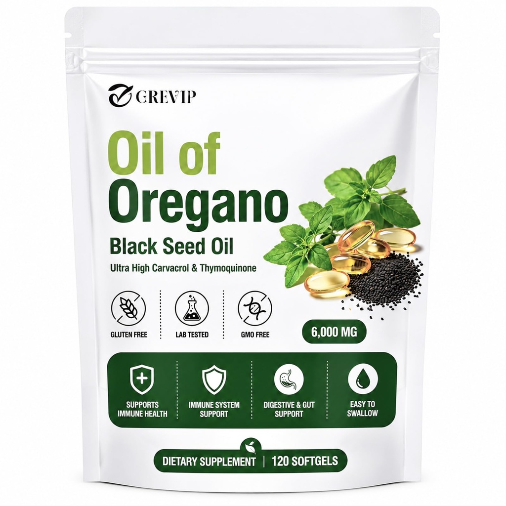 Oil of Oregano Softgels with Black Seed Oil, 2 in 1 Formulated Ultra High Carvacrol & Thymoquinone for Immune & Digestive Support Pure Ingredients Easy to Swallow – Non-GMO, Gluten Free