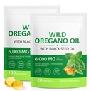 Oil of Oregano Capsules with Black Seed Oil, Immune Support, Non-GMO, Gluten Free, 240 Softgels