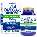 Vital Planet - Vital Omega 3 Fish Oil Mini Softgels Supplement with 800mg of High Potency Wild Caught Omega 3 Fatty Acid Supplements EPA DHA and DPA for Heart Health 60 Softgels (Packaging May Vary)