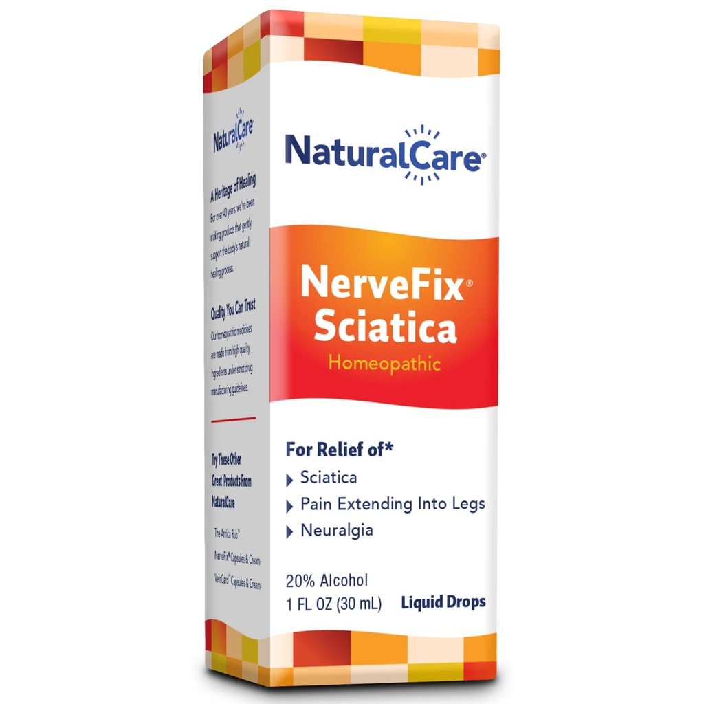 Natra-Bio NaturalCare NerveFix Pain Relief for Sciatica Neuralgia, 1 oz Liquid, Homeopathic Formula for Backache, Rheumatic Pains, and Leg Pain