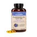 NatureWise Flaxseed Oil 3000 mg, Fish Free Omega 3 with 1500 mg ALA - Plant Based Omega 3 6 9 Supplement - Organic, Cold Pressed, Non-GMO - 120 Softgels[40-Day Supply]