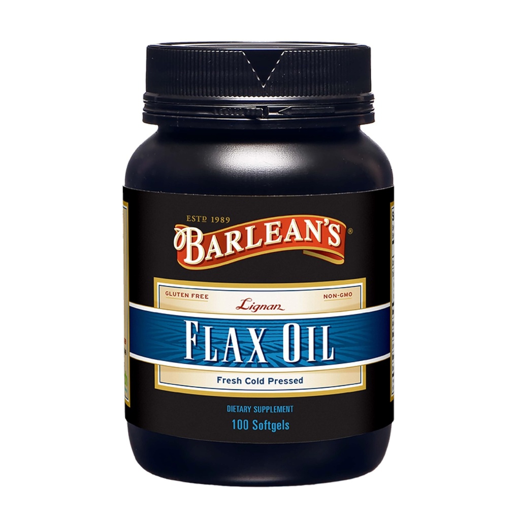Barlean's Omega 3 6 9 Lignan Flaxseed Oil Supplements, Cold-Pressed Flax Seed Supplement Softgels with 1550 mg ALA Fatty Acids, 100 Count