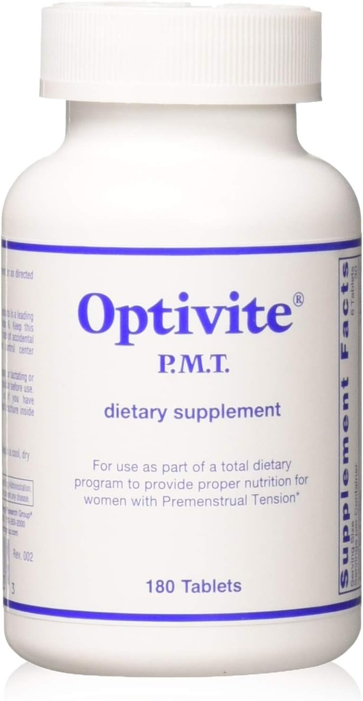 Optimox Optivite PMT Supliment - PMS Supplement Supplement pentru femei, Echilibru hormonal, Femei Multivitamine, PMS Relief cu magneziu, vitamina C și D3, Tablete de fier - 180 Conte (Pachet de 3)