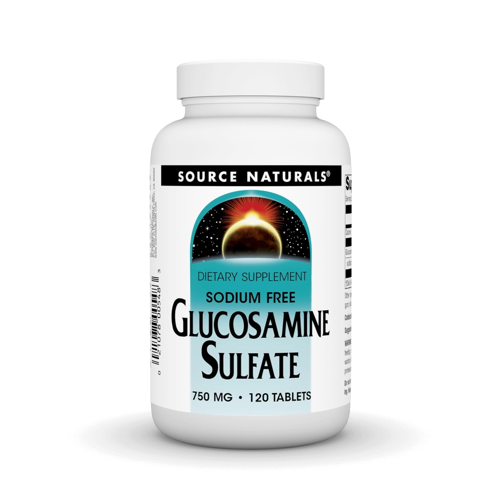 Source Naturals Glucosamine Sulfate, Sodium-Free 750 mg for Joint Support - 120 Tablets