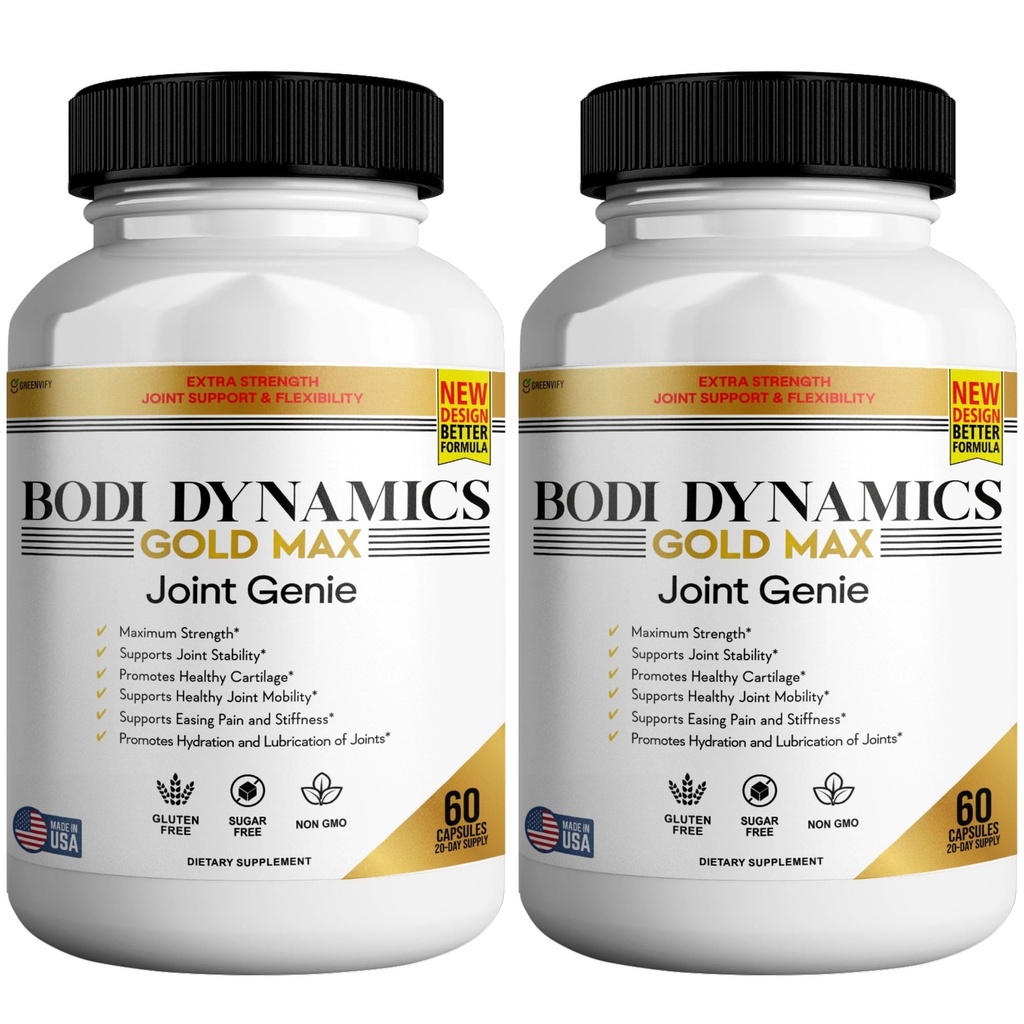 Bodi Dynamics Gold Max Joint Genie, Extra Strength Joint Support Supplement, 1500mg Glucosamine, 60 Capsules, 20 Day Supply (2)