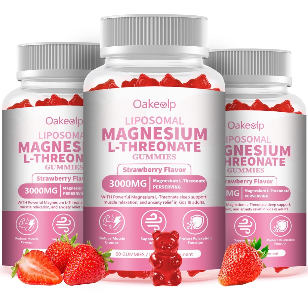 3 Pack Liposomal Magnesium Threonate High-Potency 3000mg Gummies,Liposomal Enhance 98% Absorption,Magnesium L-Threonate Supplements, Muscle & Bone Wellness for Kids & Adults